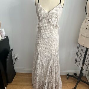 Steve Madden Cream Polka Dot Lace Maxi Dress
